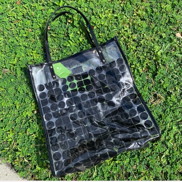 kate spade black and clear vinyl griffen tote bag!